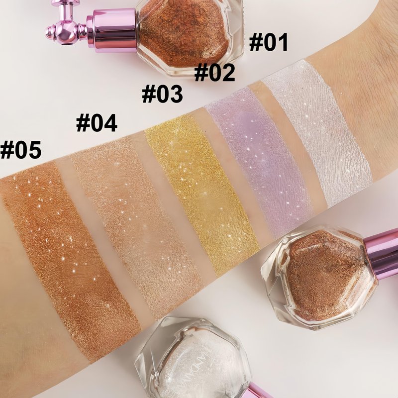 Melemando 5 Colors Shimmering Highlighter Powder Spray, Fine Sparkle Glitter Highlighter Makeup Powder High Gloss Spray for Face Body & Hair(04 Diamond Champagne)