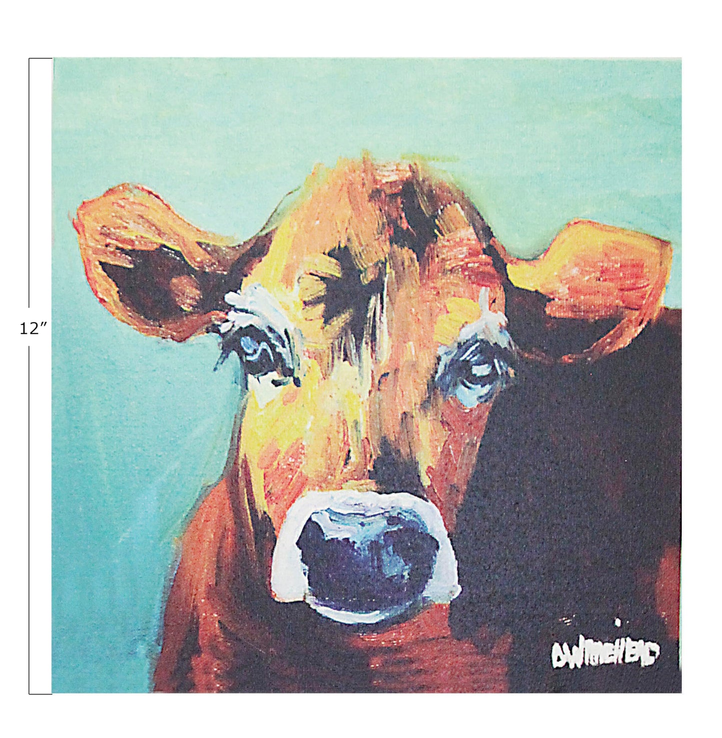 Creative Co-Op Canvas Wall Décor with Cow Image