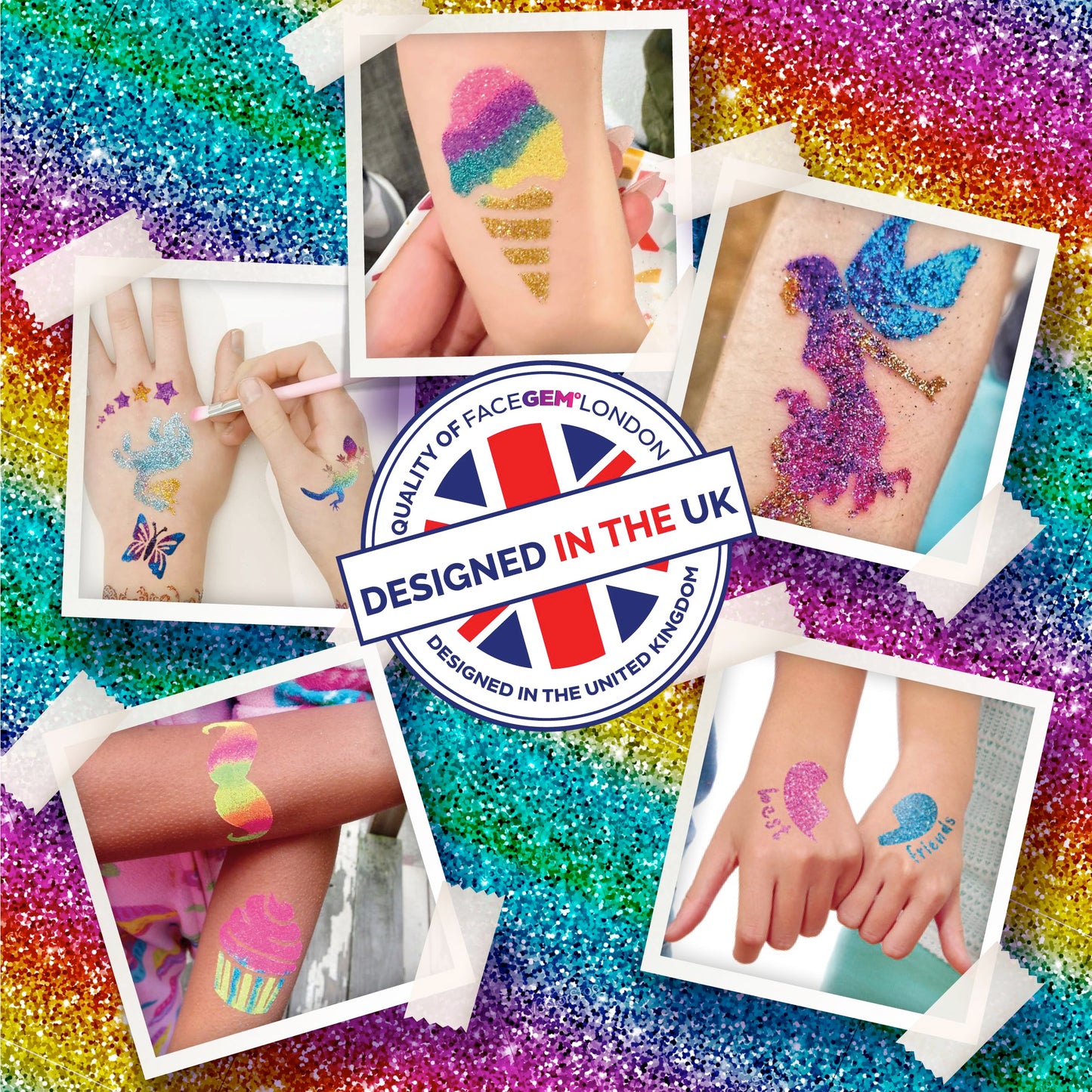 40 Colour - Glitter Tattoos for kids, Glitter tattoo kit, Temporary Tattoos for kids, Face glitter, 200+ Stencils, 40 Colour (10 neon), Rhinestones, Girls birthday present, Face Glitters