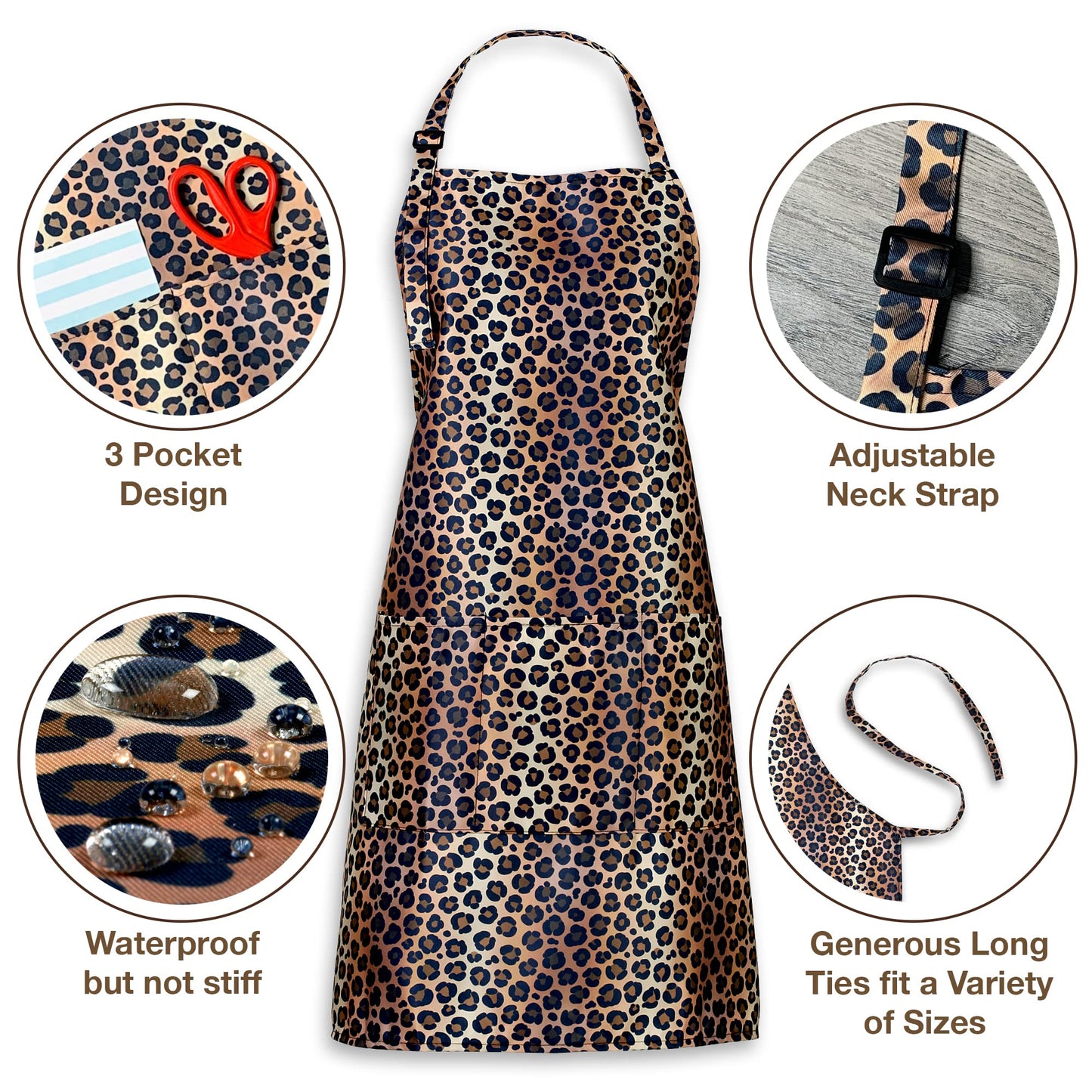Plum Hill Hair Stylist Apron Set - Black Hairdresser Apron with Rhinestones and Cheetah Leopard Cosmetology Smock