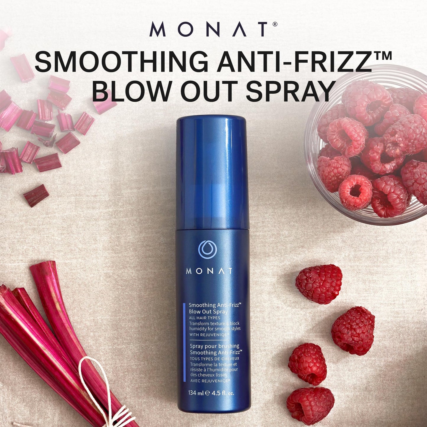 MONAT Smoothing AntiFrizz Blowout Styling Spray – Quick Dry Hair for Frizz Control – Natural & Nourishing AntiFrizz – Salon Quality Blowout Heat Protection for Glossy Finish