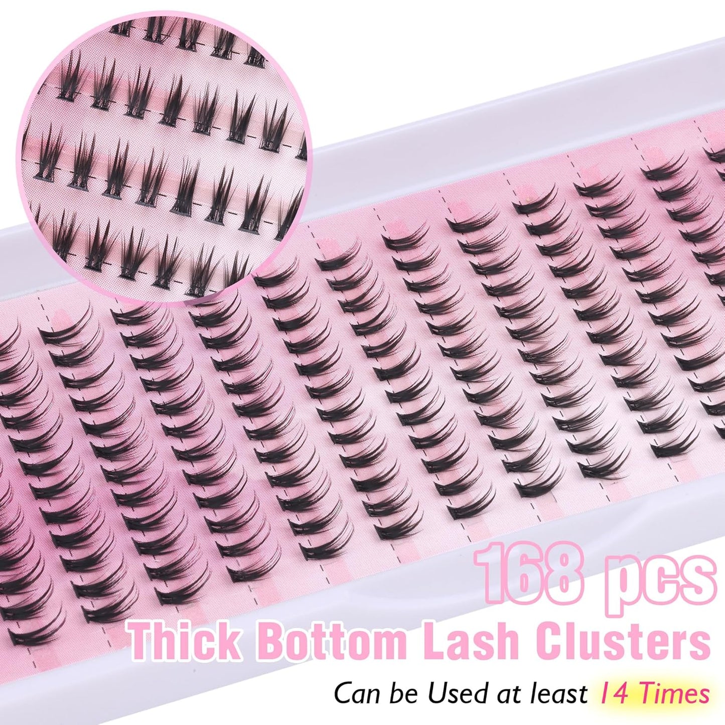 Winifred Bottom Lash Clusters Thick Volume Lower Lash Extension DIY Individual Lashes Bottom Clusters Lashes for Cluster Eyelash Extensions (168pcs)