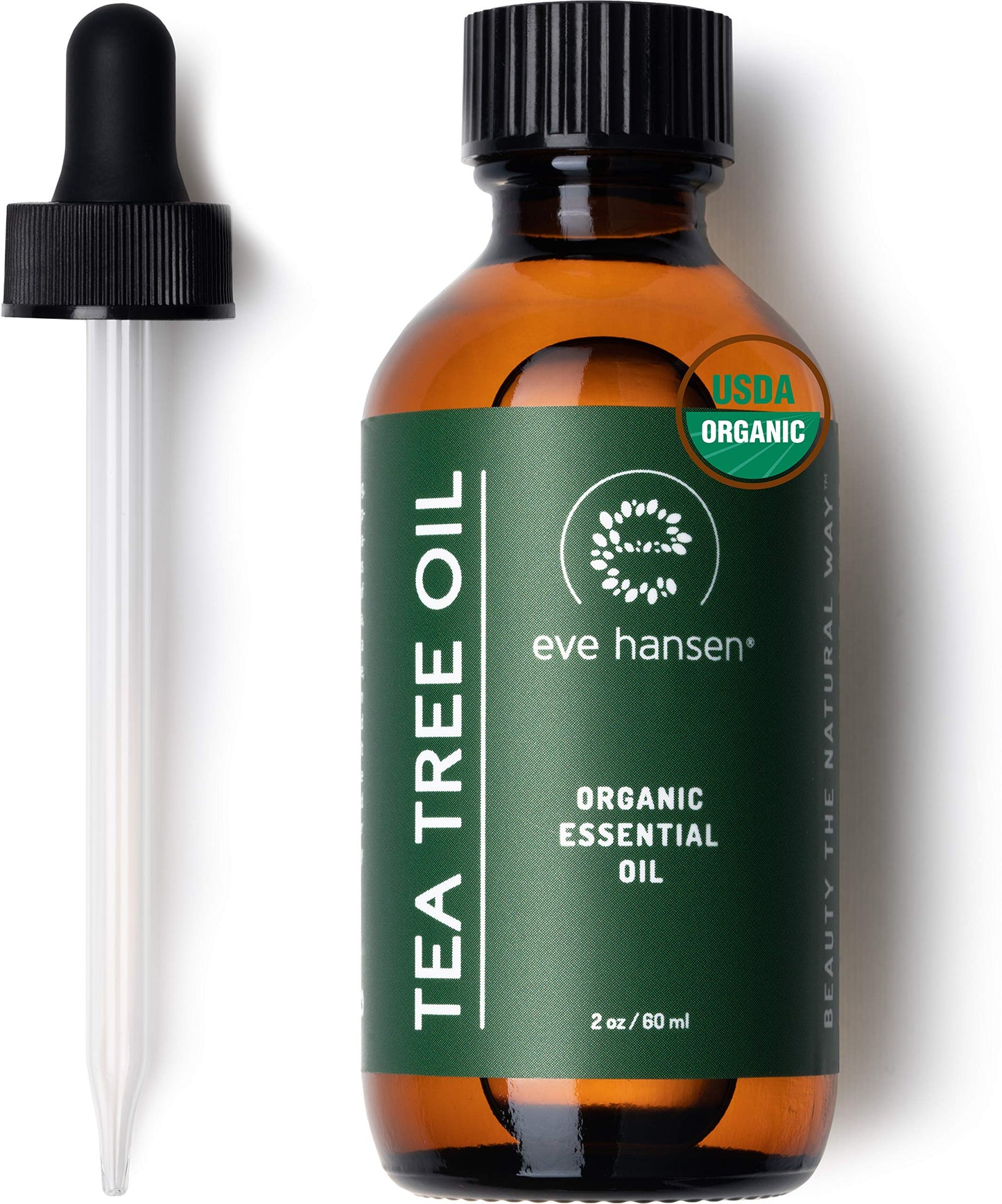 Eve Hansen Organic Tea Tree Essential Oil (2oz) | 100% Melaleuca Alternifolia Pure Tea Tree Oil for Skin, Scalp, Nails, Cuticles, Aromatherapy Diffusers, Household and DIY Uses