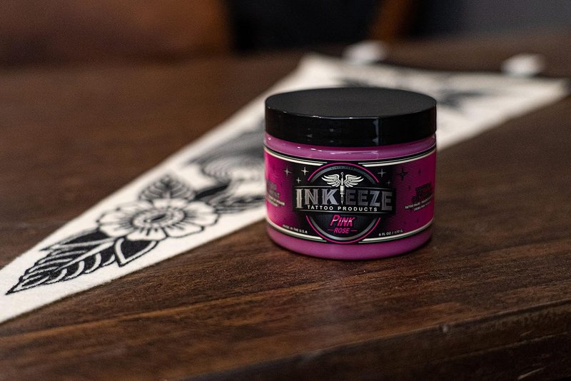 INK-EEZE Pink Tattoo Ointment - Vegan Aftercare with Essential Oils | 6oz Bubble Gum Scent