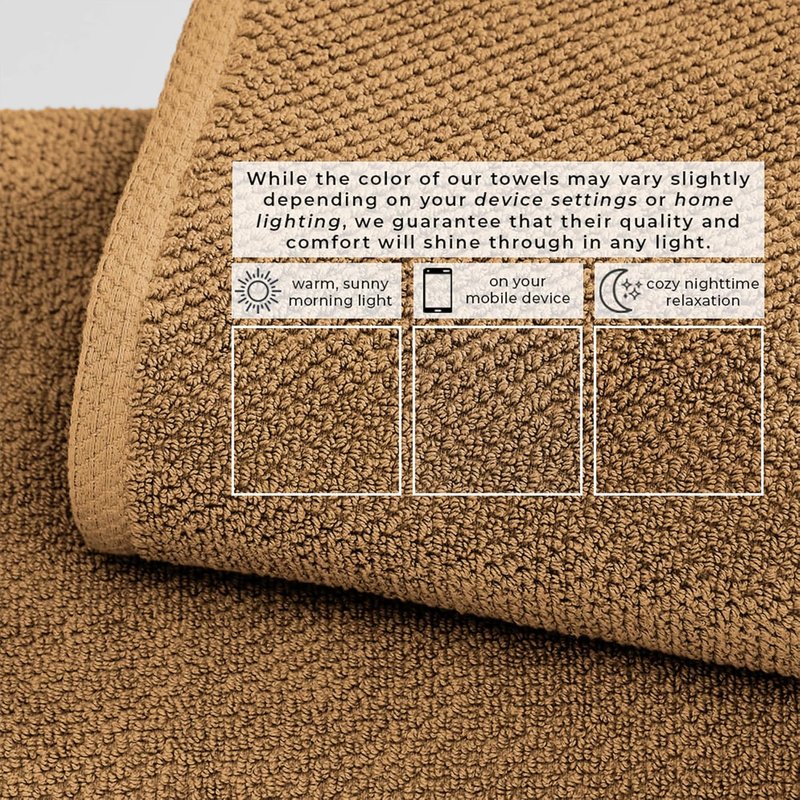 Great Bay Home | 100% Cotton Wash Cloths - Absorbent, Quick-Drying, Durable Face Towels | 13x13, Mocha, 12-Pack