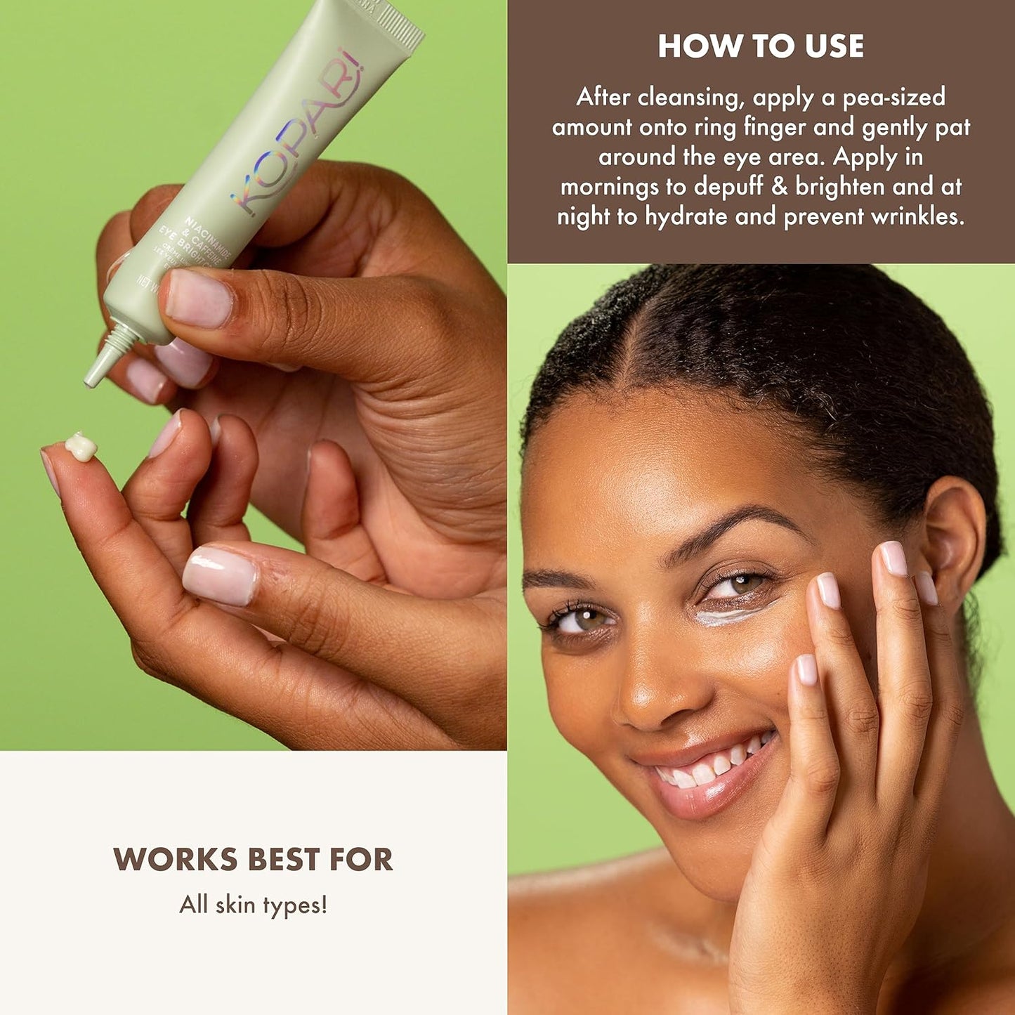 Kopari Niacinamide & Caffeine Eye Bright Cream - Fade Dark Circles & Reduce Puffiness | 0.5 oz