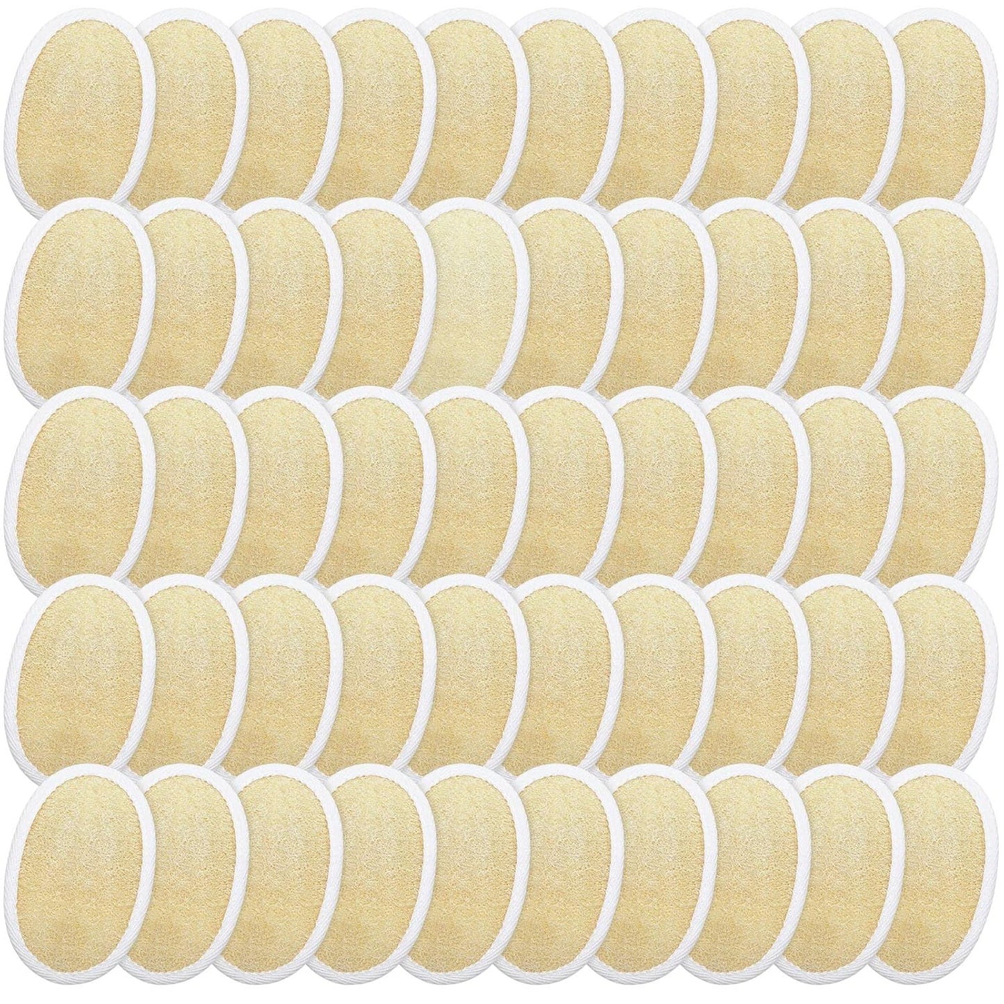 Exfoliating Loofah Pad - 50 Natural Luffa Scrubber Sponges for Men & Women | Bath & Shower Essential