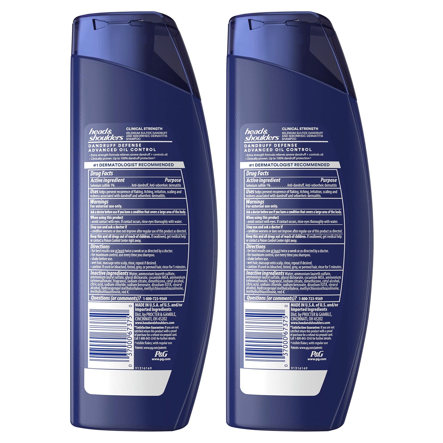 Head & Shoulders Anti-Dandruff Shampoo with 1% Selenium Sulfide, Clinical Strength Advanced Oil Control Twin Pack, Seborrheic Dermatitis Relief, Oily Scalp, 13.5 fl oz Each