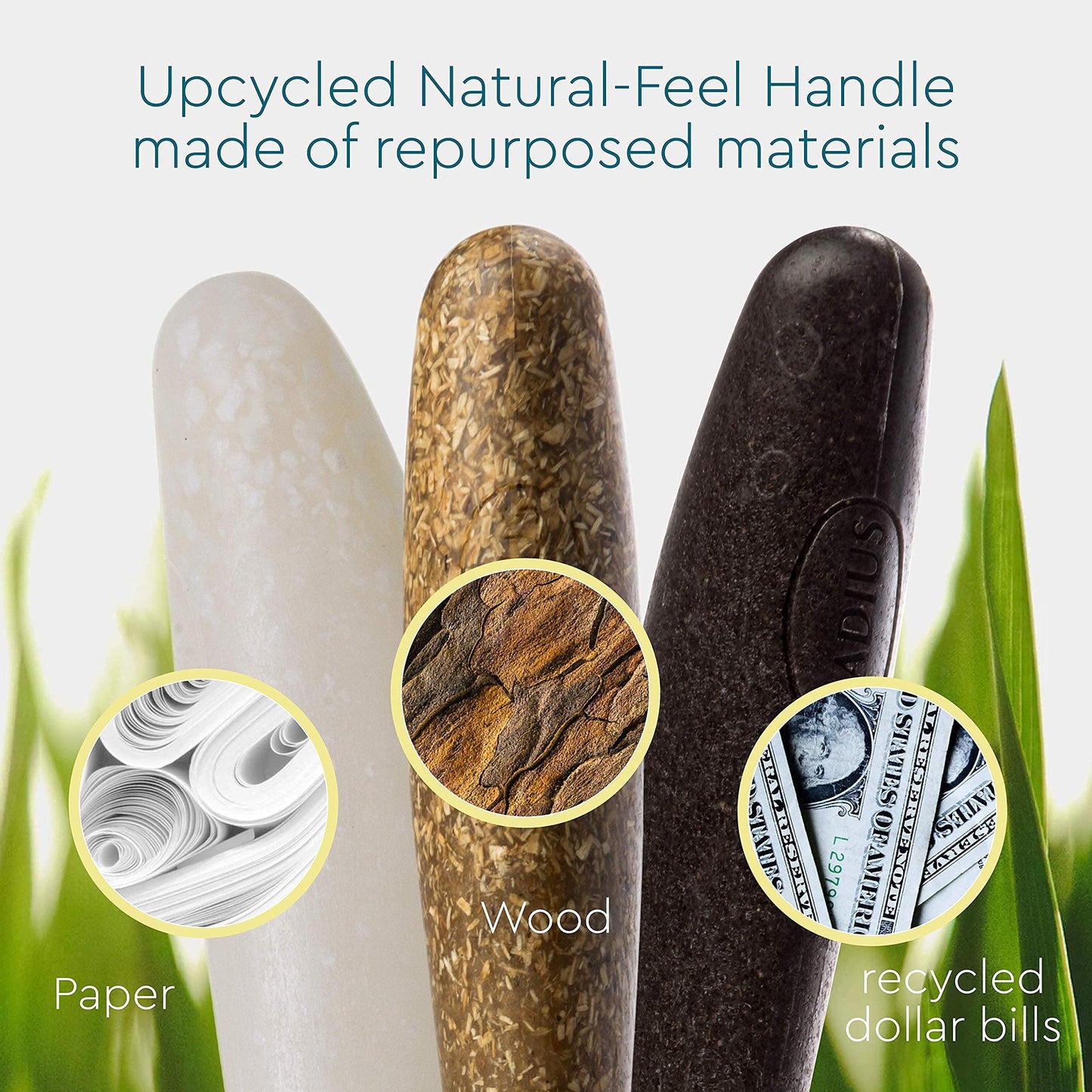 RADIUS Toothbrush Source Floss Brush BPA Free & ADA Accepted Improve Gum Health & Reduce Gum Issues - Soft - Cornstarch/Hemp/Money - Pack of 3
