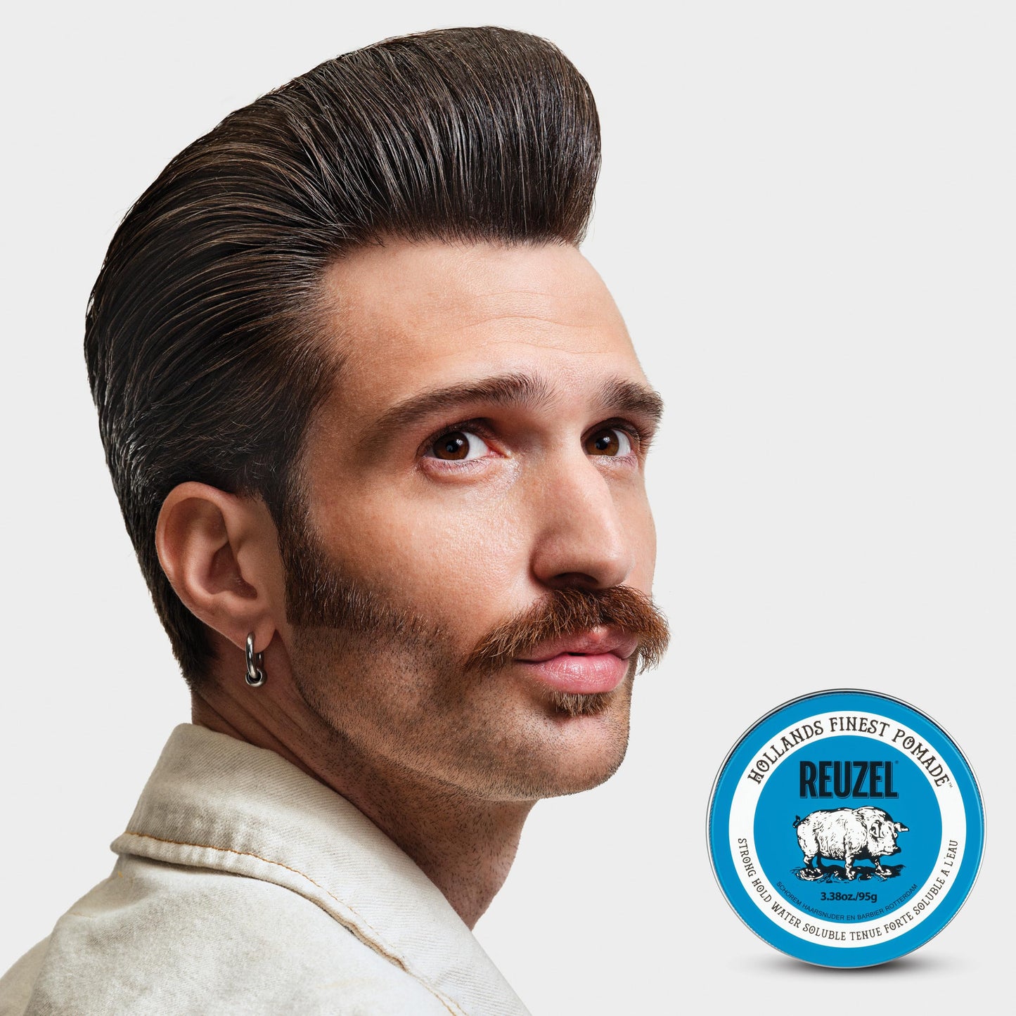 REUZEL Blue Pomade, Strong All Day Hold, Water Soluble Styling, High Shine and Flake Free, Easy To Wash Out, For All Hair Types