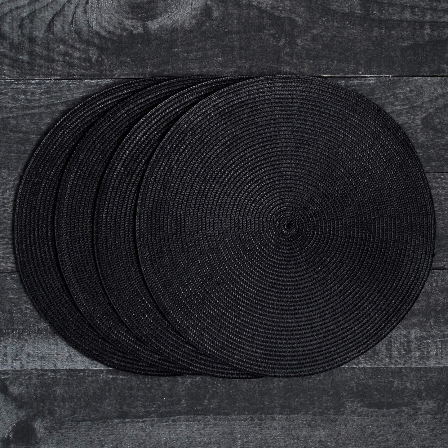 Now Designs Disko Round Placemats, Black, Set of 4
