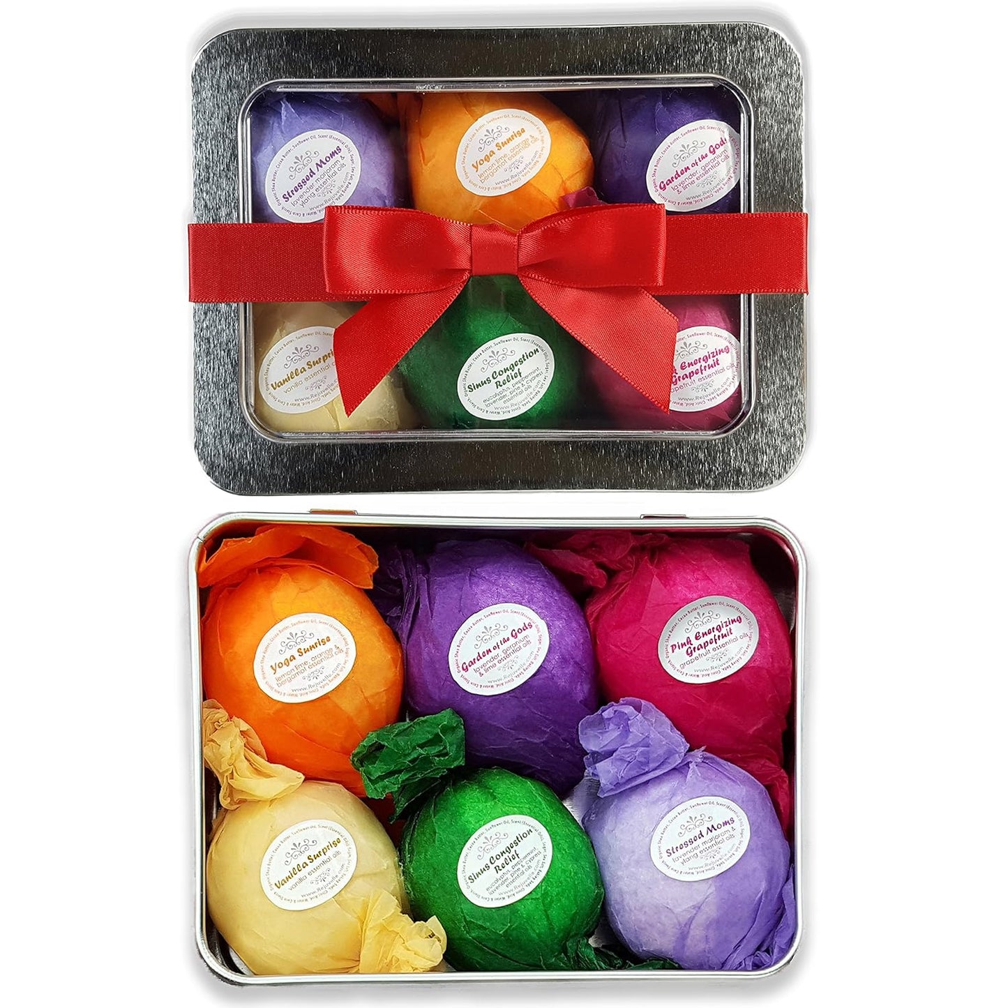 Bath Bomb Gift Set - 6 Vegan Essential Oil Fizzies for Spa Relaxation | Organic Shea & Cocoa for Dry Skin