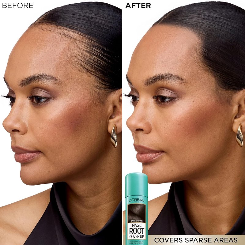 L'Oreal Paris Magic Root Cover Up - Gray Hair Spray for 100% Coverage | Ammonia-Free, Lightweight, Light Brown, 2 oz (2 Count)