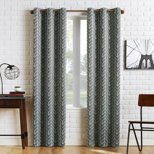 Sun Zero Kenwood Chevron Blackout Grommet Curtain Panel, 40" x 63", Gray