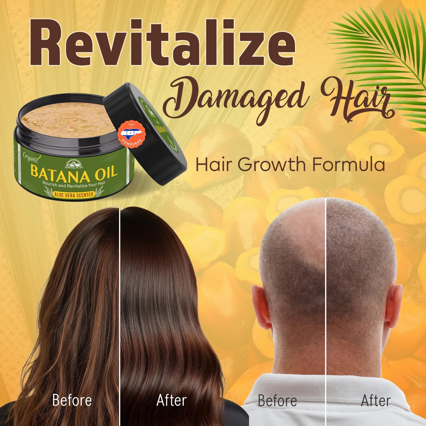 Raw Batana Oil for Hair Growth & Scalp Stimulator – 100% Pure Hair Oil from Honduras – Dr. Sebi Organic Paste – Natural Hair Growth Products for Thicker Edges, Breakage & Split Ends (16, Ounces)