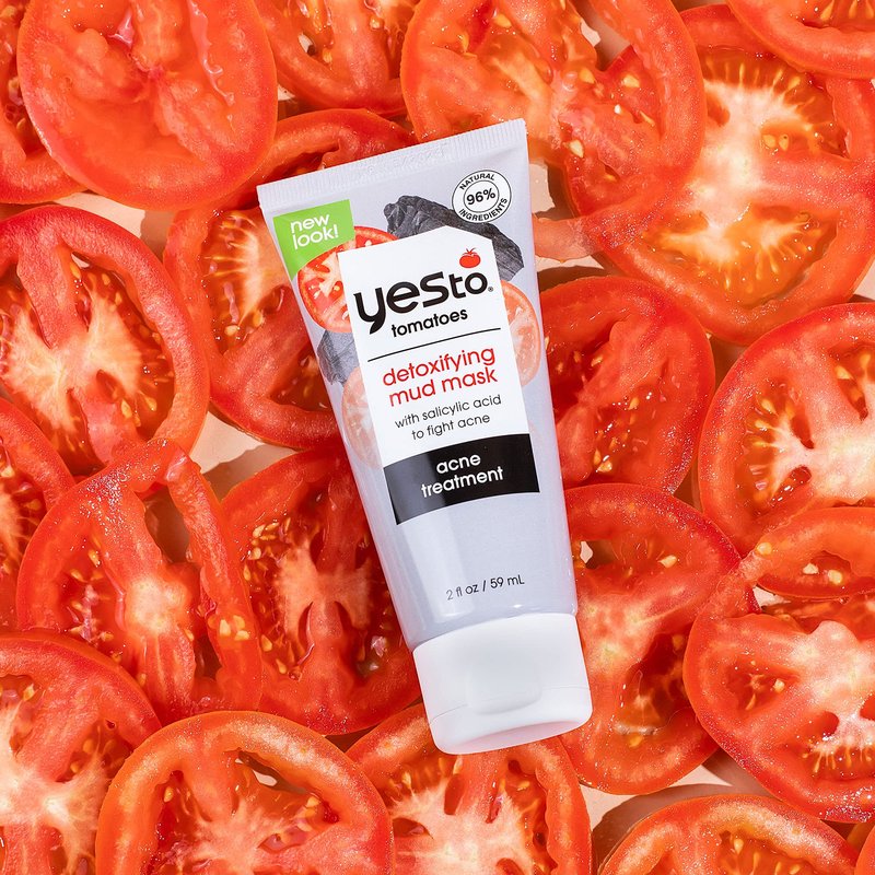 Yes To Tomatoes Clear Skin Detoxifying Charcoal Mud Mask For Acne Prone Skin Draw Out Impurities And Prevent Breakouts Contains Salicylic Acid 96 Natural Ingredients, Red, Tomato, 2.006 Fl (Pack of 2)