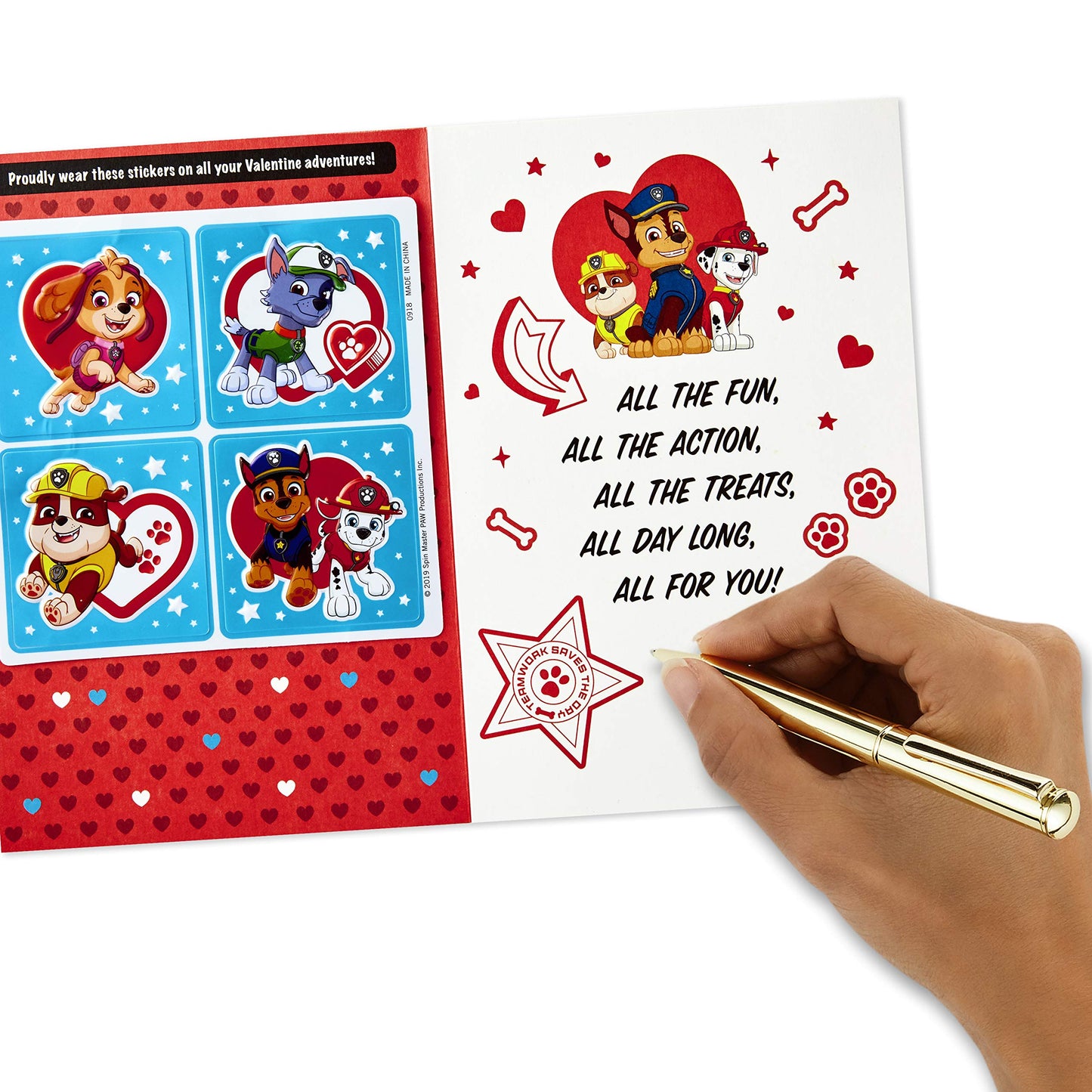 Hallmark Paw Patrol Valentines Day Card for Kids with Stickers (Ready for Adventure)