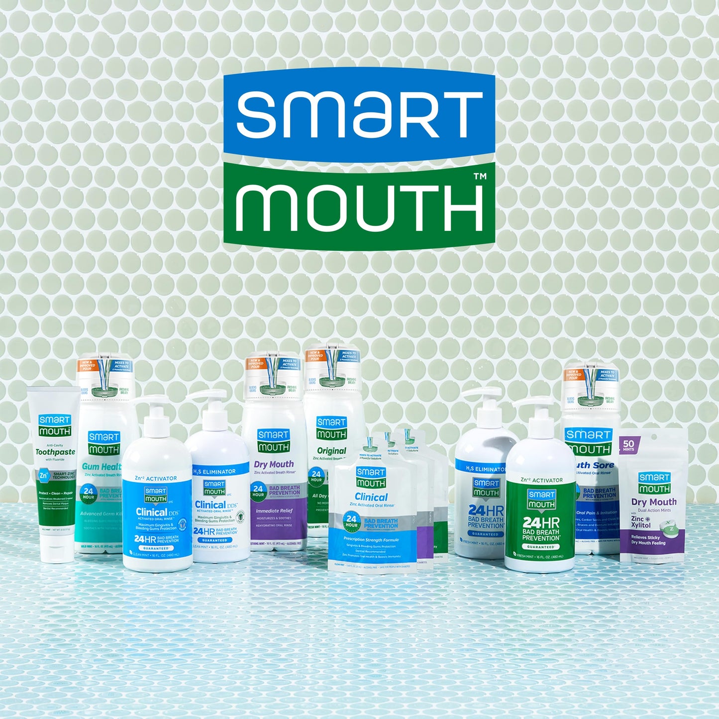 SmartMouth Original, Clinical & Dry Mouth Zinc Activated Mouthwash Bundle - Instant Fresh Breath, Healthy Gum Support & Dry Mouth Relief - Sugar, Gluten & Alcohol-Free - Mint - 16 fl oz Each