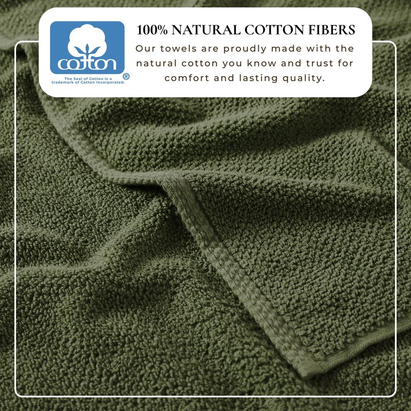 Great Bay Home 100% Cotton 12-Pack 13x13 Wash Cloth - Absorbent, Quick-Drying, Durable Face Towels for Bathroom Decor - Low-Twist, Two-Ply Fibers (Forest Green)