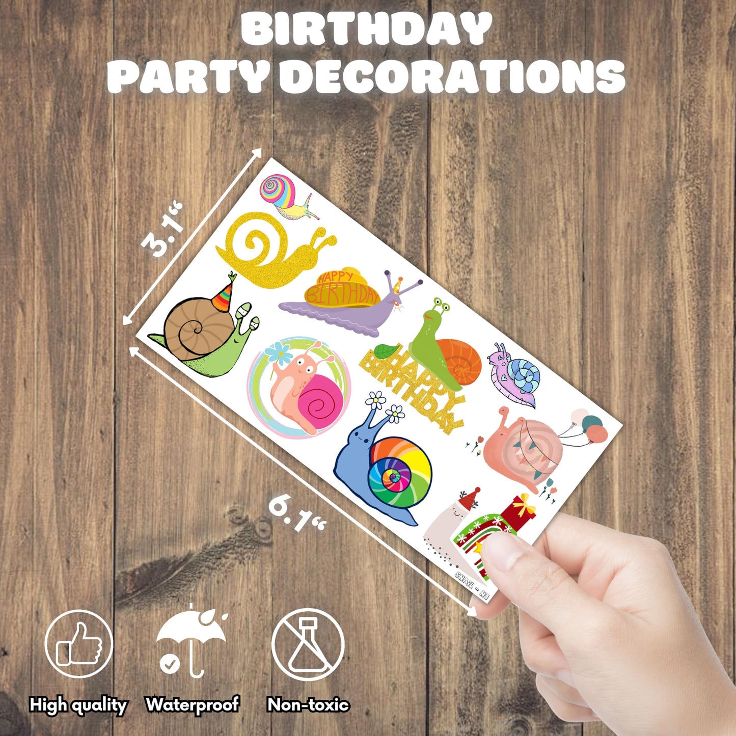 Cute Snail Temporary Tattoos 8 Sheets 81 PCS Snail Mail Party Decorations Favors Supplies Bug Snail Insect Theme Birthday Cute Stickers Christmas Gifts for Boys Girls Class School Prizes Carnival