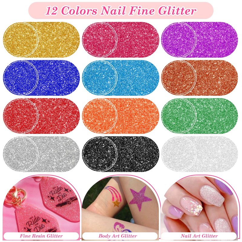 Acrylic Fake Nails Kit Press On Nail Kit with Clear Coffin Nail Tips Nail Display Stand Sequins Sticker Rhinestones Decorations Nail Glue Nail Clay Fine Glitter DIY Nail Art Tool and Supplies