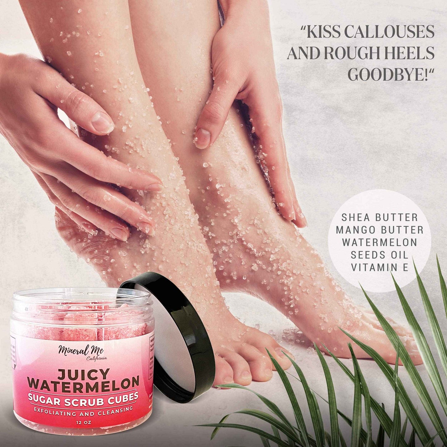 Body Scrub Exfoliator - 12oz WATERMELON Sugar scrub cubes w/Mango Butter & Shea butter, Body Scrub Exfoliator - 12oz COCONUT Sugar scrub cubes, Natural & Organic for all body exfoliation