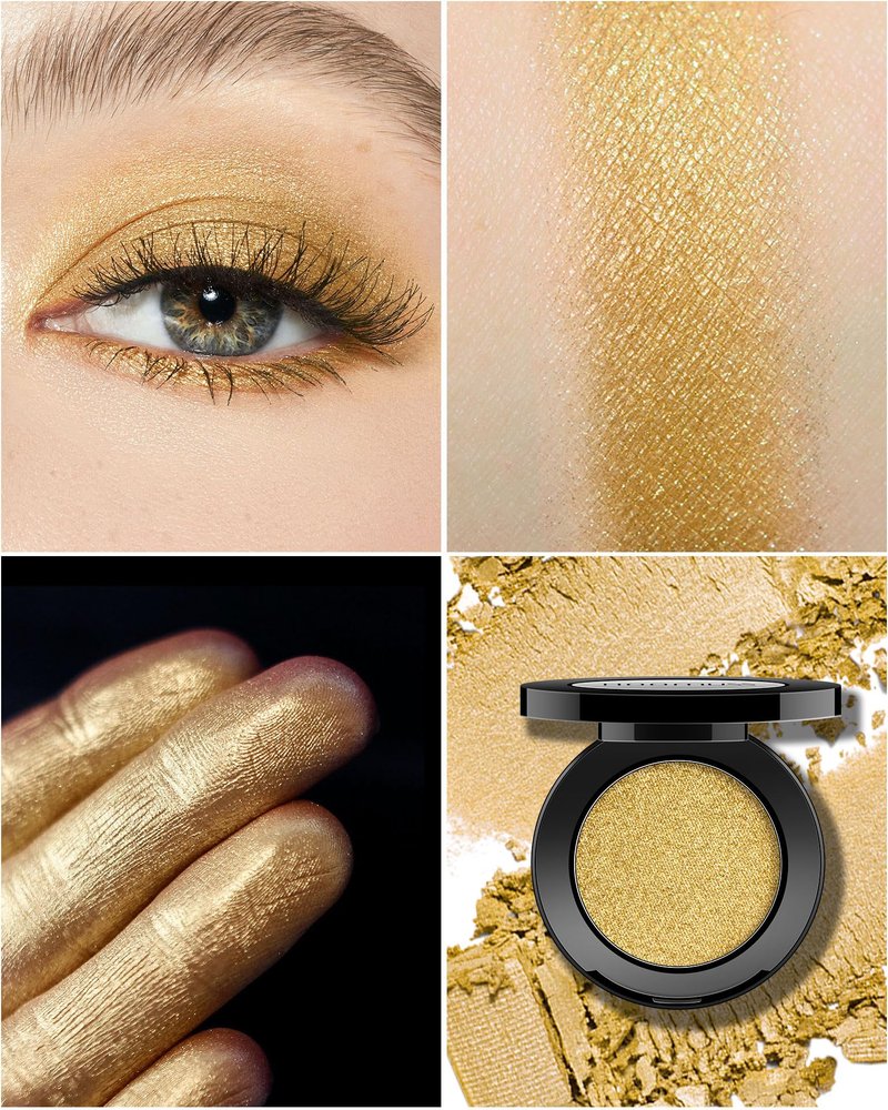 HOOMUSS Gold Eyeshadow Single Handmade Pressed Eyeshadow Palette Long Lasting With No Creasing, Intense Color Pigmented Gold Eye Shadow-1Gold