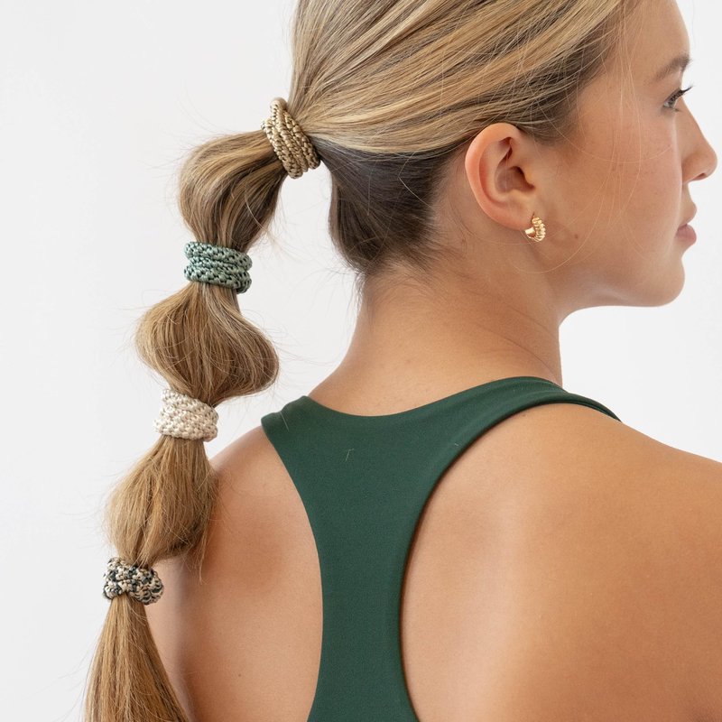 L. Erickson Hair Ties for Thick Hair, Grab & Go Pony Tube 15 Pack Neutral Tones - No-Crease Damage-Free Bands with Strong Hold for Women & Men, Moss