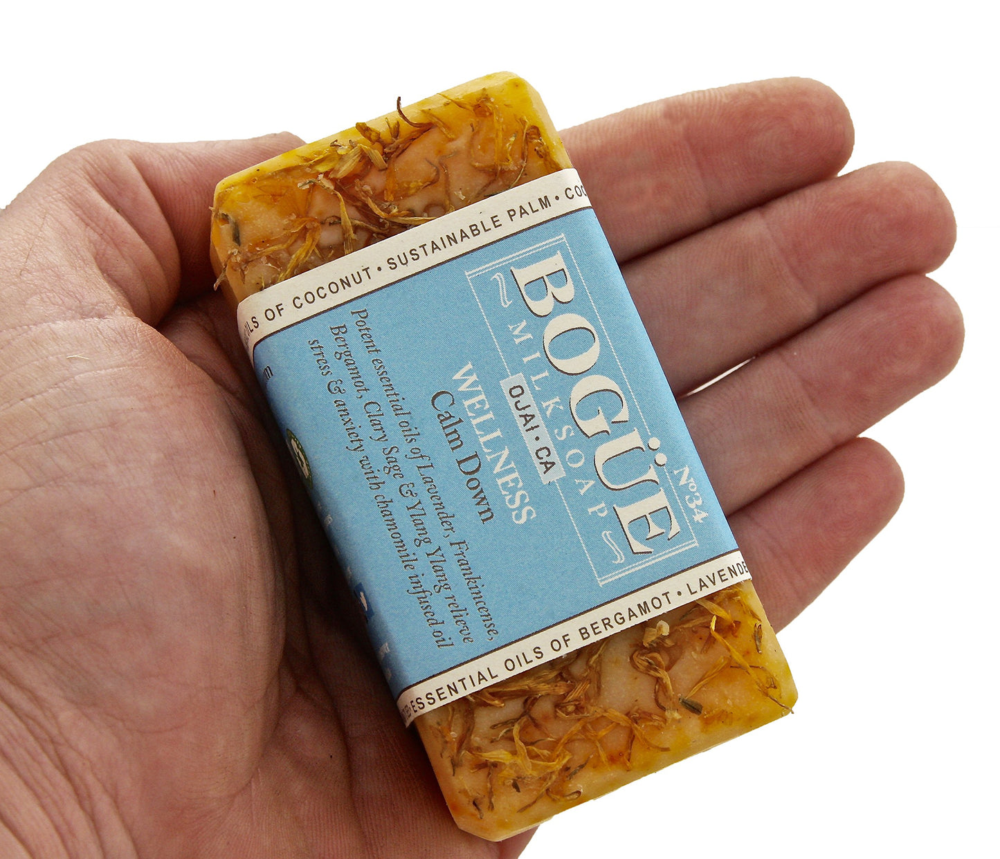 Handmade Goat Milk Soap set of 2 bars- BOGUE No.34 WELLNESS Calm Down blend with essential oils of Lavender, Frankincense, Clary Sage & Calming Chamomile to help reduce stress
