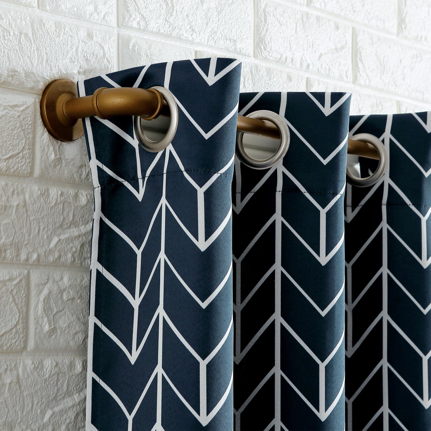 Sun Zero Kenwood Chevron Blackout Grommet Curtain Panel, 40" x 95", Navy Blue