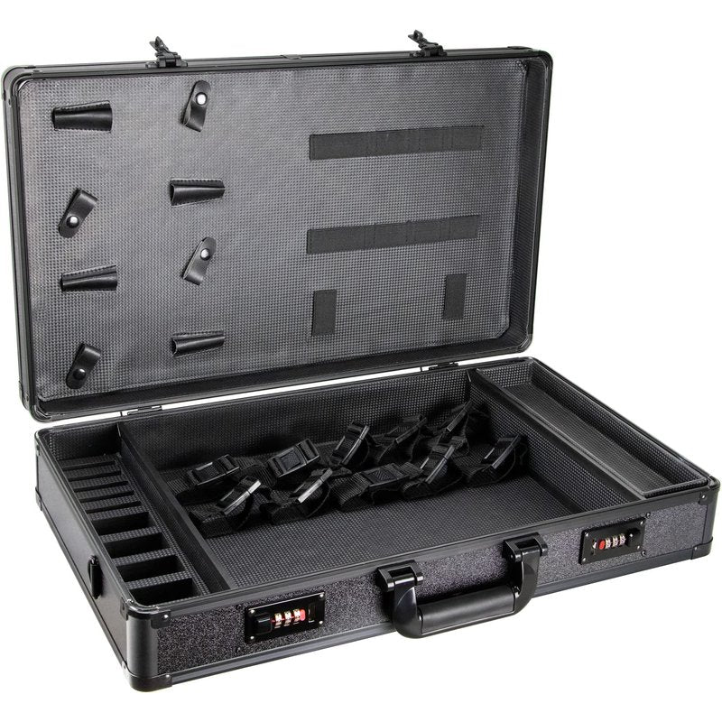 SunRise C4102 Barber Stylist Lock Attached Carrying Portable Travel Case Organizer Storage Display, Black Matte (C4102PPAB) , 22x13x4.25 Inch (Pack of 1)