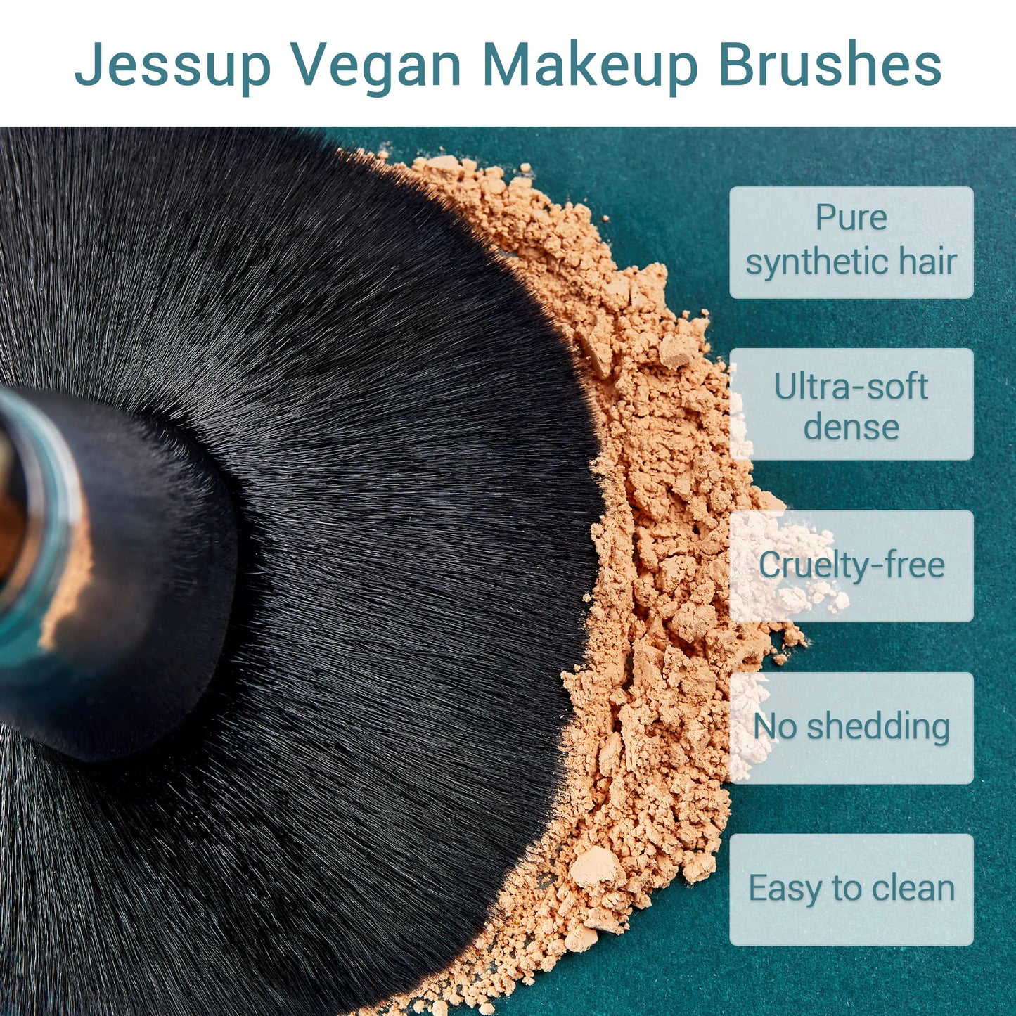 Jessup Makeup Brushes 15 Pcs Makeup Brush Set Beauty Cosmetics Make Up Powder Concealer Eyeshadow Eyeliner Blending Lip Brush Tools (Black/Silver) T092