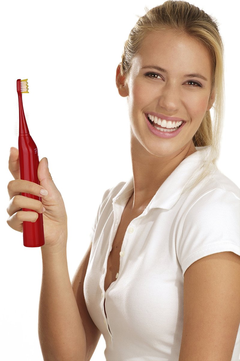 Pursonic S430 Power Rechargeable Sonic Toothbrush: 40,000 Strokes Per Minute, 12 Brush Head Replacements & Toothbrush Set Included - RED