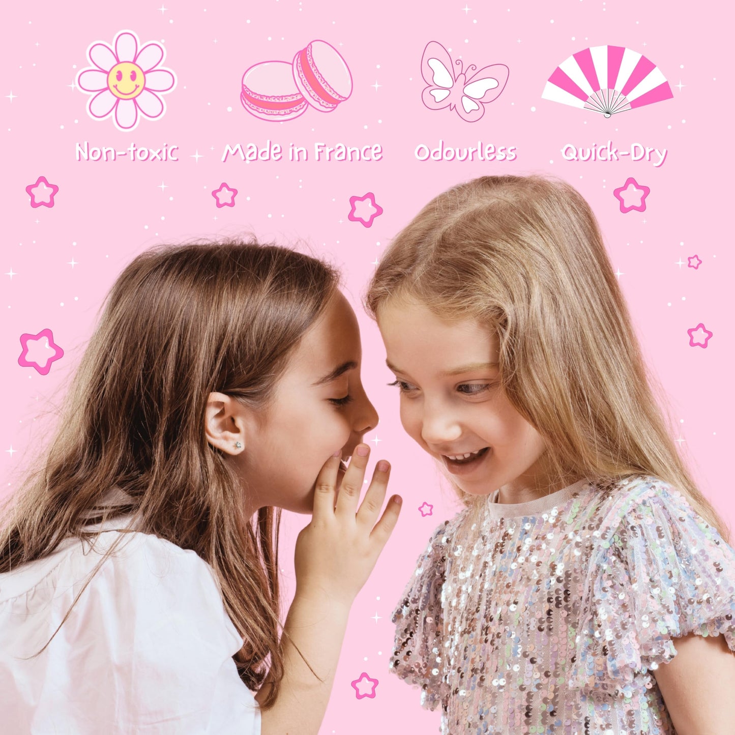MISS NELLA SPRING IT ON Varnish Pack- Blue, Lilac, Pink, Yellow, Green and Blue Peel Off kids nail polish