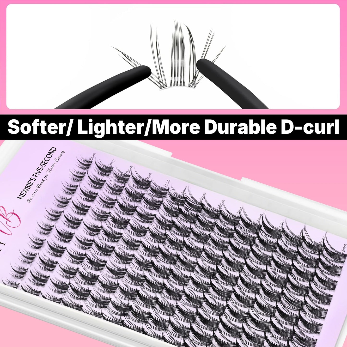 VEYESBEAUTY Manga Lash Clusters Kit Eyelash Extensions Thin & Invisible Band DIY Individual False Eyelashes Newbie's Five-Second Series Wispy Lash Tray Kit, with Bond&Seal Remover Applicator
