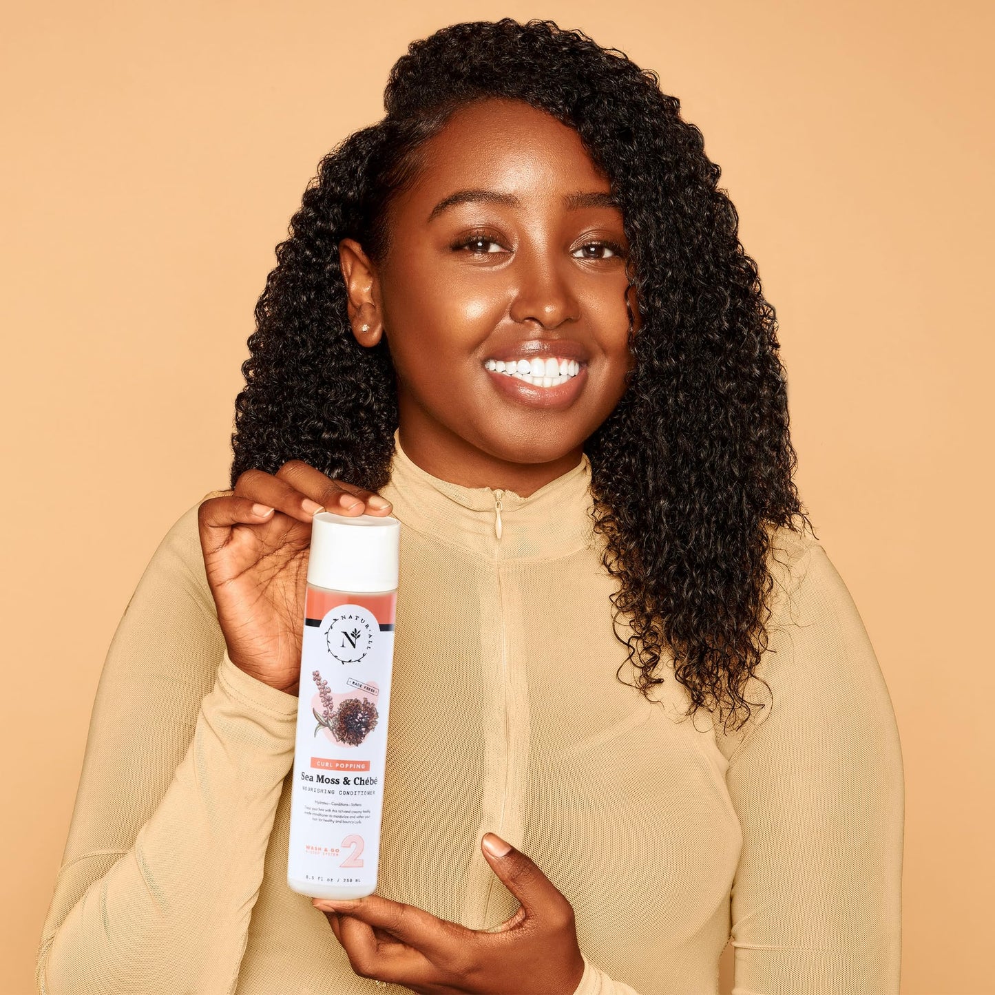 NaturAll Sea Moss & Chebe Anti Frizz Conditioner - Sulfate-Free Curl Hair Conditioner for Dry Hair - Detangles, Softens & Moisturizes Dry, Damaged Hair, Helps Reduce Breakage & Smooth Frizz (8.5 Oz)