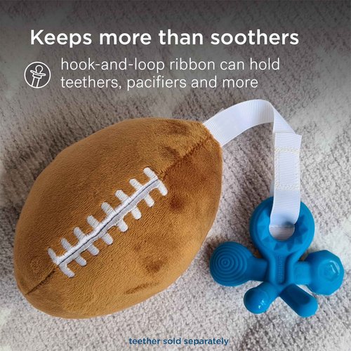 Smilo Plush Football Pacifier Holder with 1x Smilo Orthodontic Silicone Pacifier - American Football Plush Toy with Baby Pacifier Stage 3 (9+ Months) - BPA Free - Genuine American Design