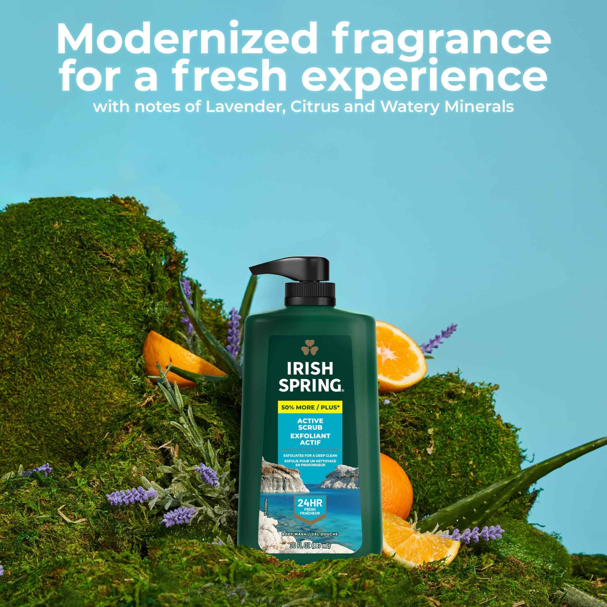 Irish Spring Active Scrub Moisturizing Face and Body Wash, 30 oz Pump Bottle (Pack of 2)