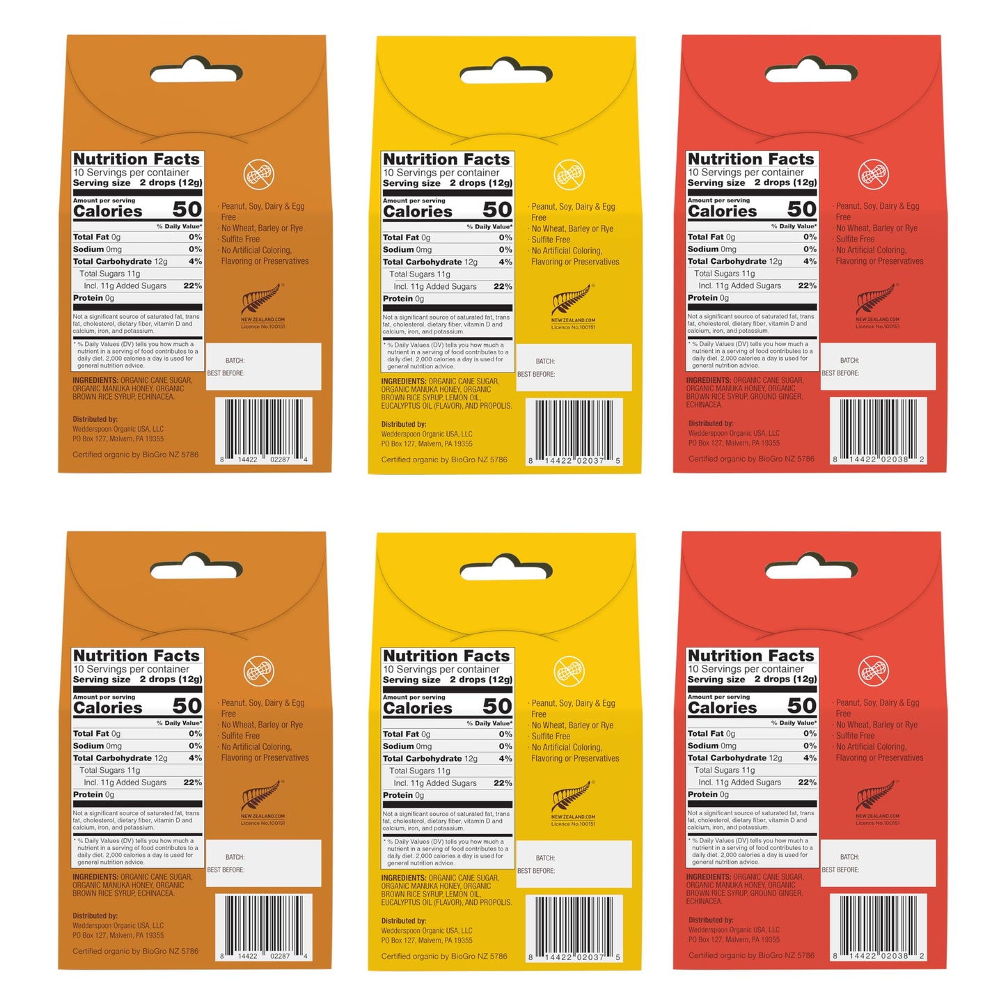 Wedderspoon Organic Manuka Honey Drops, Variety Packs, 120 Count | USDA Organic | Genuine New Zealand Honey, Natural Remedy for Dry Throat