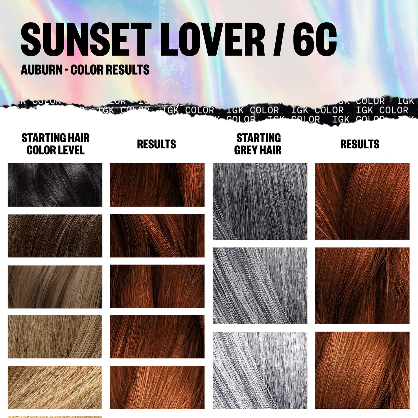 IGK Permanent Hair Dye Color Kit | SUNSET LOVER - Auburn 6C | Easy Application + Strengthen + Shine | Vegan + Cruelty Free + Ammonia Free | 4.75 Oz