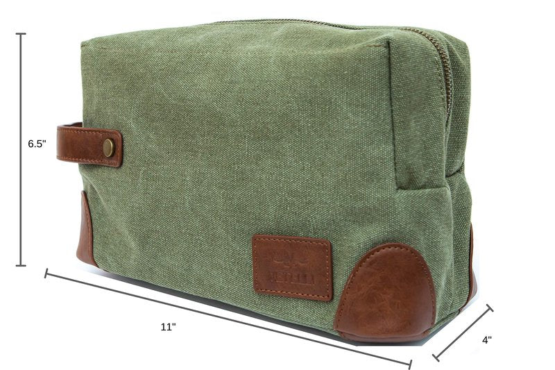 Vetelli Vintage Canvas Toiletry Bags, Travel In Style, Waterproof Canvas Dopp Kits, Durable (Marco) (Green)