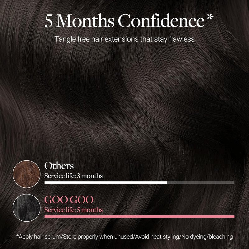 GOO GOO Tape in Hair Extensions, 2 Dark Brown, 16inch 40g 10pcs, Mini Tape Cut to Fit, Skin Weft Seamless Invisible, Remy Human Hair