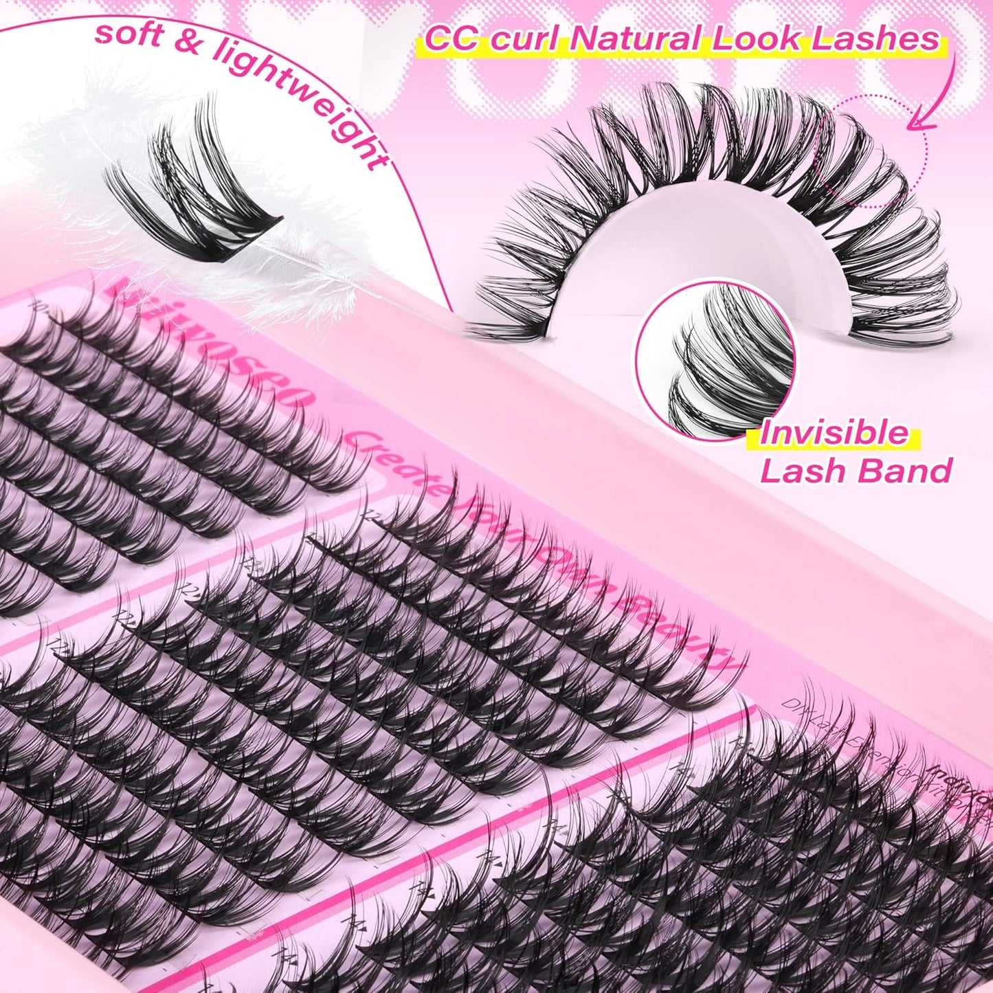 Flora Lash Clusters Kit - Wispy D Curly Eyelash Extensions for DIY | Natural Individual Lashes (10-14MM)