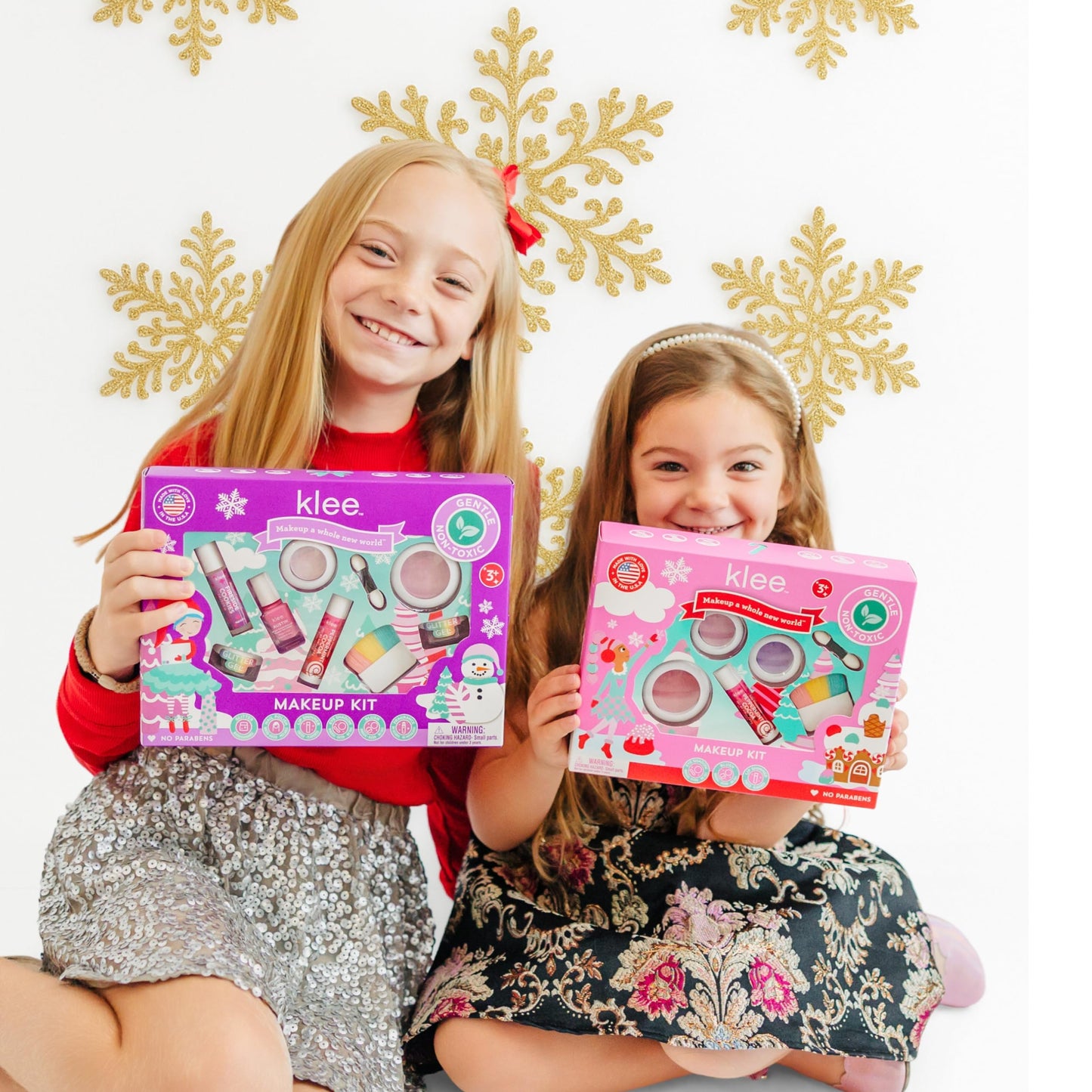 Klee Naturals Holiday Deluxe Mineral Makeup Kit. Gentle and Non-Toxic. Perfect for Kids and Tweens. Made in USA. (Festive Jingles)