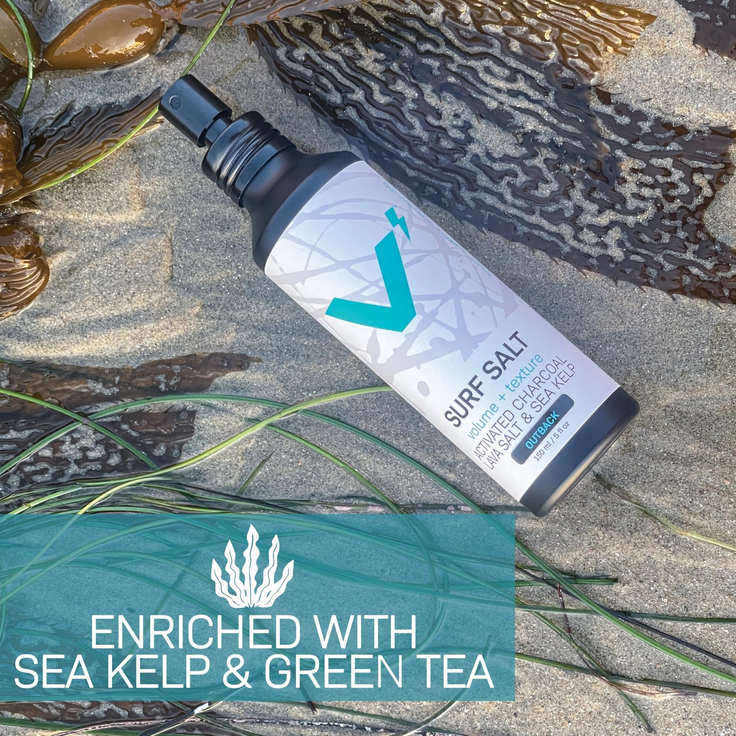 VOLT Grooming Surf Sea Salt Spray for Men, Hair & Beard Natural Volumizing Texture Spray with Activated Charcoal, Sea Kelp & Green Tea, Aerosol Free Hair Texturizer, Outback Scent Refill, 30 Fl Oz