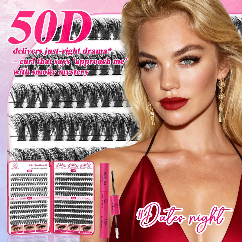 Waltz Lash Clusters Kit Lash Clusters Lashes D Curl Eyelash Clusters Natural Lash Extension Kit Fluffy False Eyelashes DIY at Home with Bond and Seal