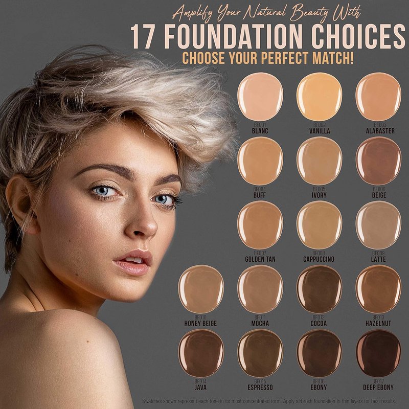 Belloccio Medium Color Shade Foundation Set - Professional Airbrush Makeup | 1/2 oz Bottles