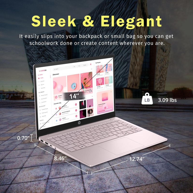 HP Stream 14" HD BrightView Laptop, Intel Processor N150, 4GB RAM, 1.12TB Storage (128GB UFS + 1TB Docking Station), Intel UHD Graphics, 720p Camera, Wi-Fi, 1 Year Office 365, Win 11 S, Tranquil Pink