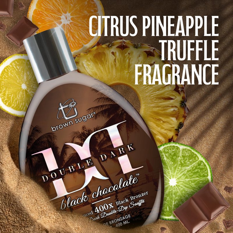 Brown Sugar Double Dark Black Chocolate Tanning Lotion, Ultra-Advanced 400X Black Bronzer with Cocoa, Coconut & Shea Butters, 13.5 Fl Oz