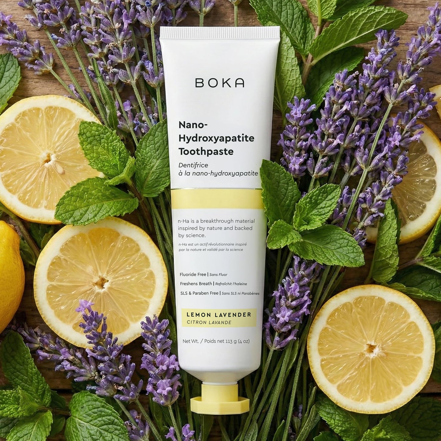 Boka Fluoride Free Toothpaste, Nano Hydroxyapatite Toothpaste, Appropriate for Sensitive Teeth - for Adult Oral Care - Lemon Lavender Flavor, 1.3 Fl Oz 2Pk